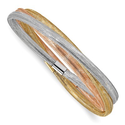 Leslie&#39;s Stretch Mesh Three Intertwined Bracelets 14k Tri-color Gold HB-LF990, MPN: LF990, 19110105…