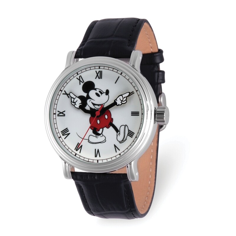 Disney Adult Mickey Mouse Black Leather Band Watch  XWA5897, MPN: XWA5897, 842885106749