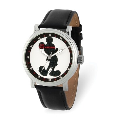 Disney Adult Mickey Mouse Silhouette Black Leather Band Watch  XWA5896, MPN: XWA5896, 842885106732