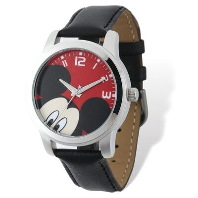 Disney Mickey Mouse Black Leather Watch Adult Size XWA4961, MPN: XWA4961, 843231080904