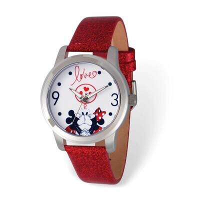 Disney Minnie/Mickey Mouse Love Red Leather Adult Watch XWA6181, MPN: XWA6181, 842885110364