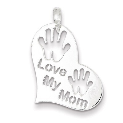 Love My Mom Heart Pendant Sterling Silver Polished QC7520, MPN: QC7520, 886774760438