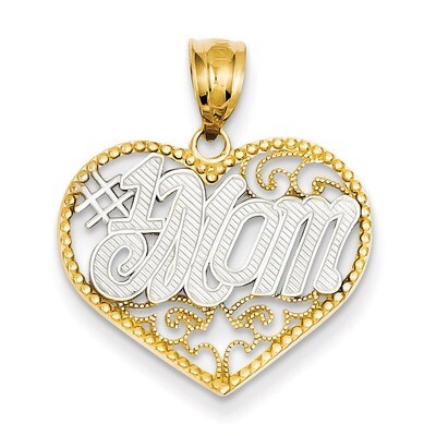 Filigree #1 Mom Heart Pendant 14K Gold &amp; Rhodium K4076, MPN: K4076, 886774256511