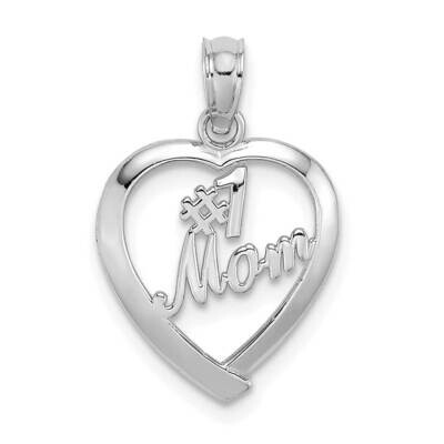 #1 Mom In Heart Pendant 14k White Gold D3943W, MPN: D3943W,