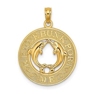 Kennebunkport Me Round Frame with Dolphins Charm 14k Gold K7552, MPN: K7552, 637218115563