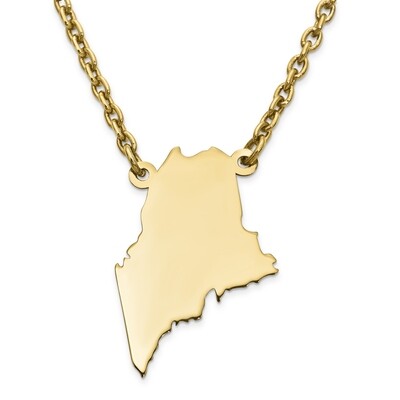 Maine State Pendant Necklace with Chain 14k Yellow Gold Engravable XNA706Y-ME, MPN: XNA706Y-ME, 886…