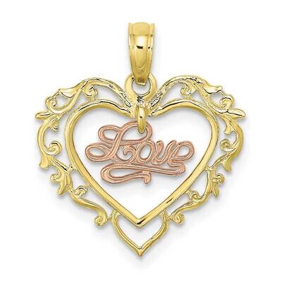 Yellow Rose Gold Love In Heart Charm 10k Gold 10K8984, MPN: 10K8984,
