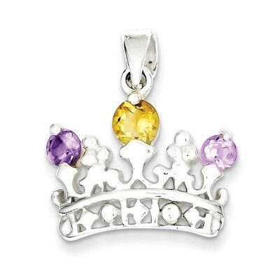 Citrine &amp; Amethyst Polished Crown Pendant Sterling Silver QP1965, MPN: QP1965, 883957308111