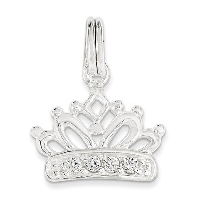 Polished Crown Charm Sterling Silver Diamond QP1956, MPN: QP1956, 723252677843