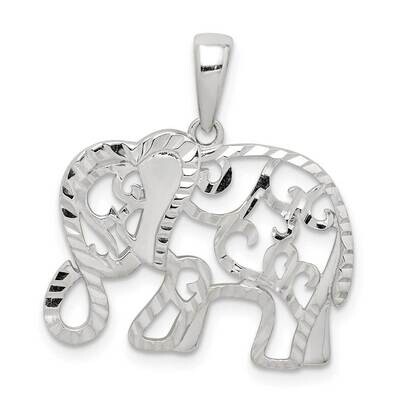 Elephant Pendant Sterling Silver Diamond-cut QC9624, MPN: QC9624, 886774106465