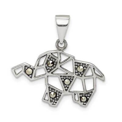 Marcasite Elephant Pendant Sterling Silver Antiqued QC9626, MPN: QC9626,