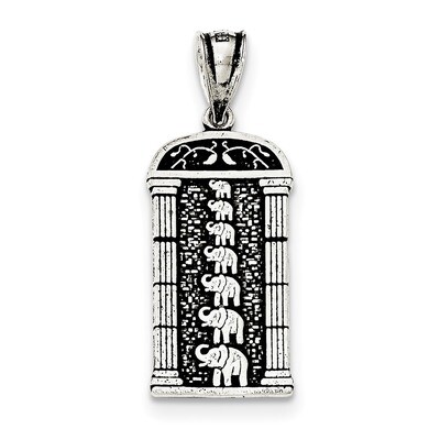 Stacked Elephants Engraved Pendant Sterling Silver Antiqued QC8662, MPN: QC8662, 191101367779