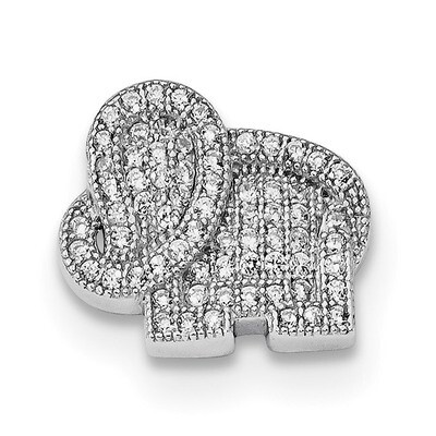 CZ Diamond Elephant Slide Pendant Sterling Silver Rhodium-plated QC9313, MPN: QC9313, 883957849102