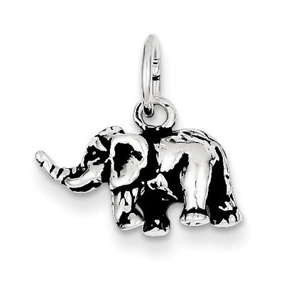 Elephant Charm Antiqued Sterling Silver QC7875, MPN: QC7875, 883957548586
