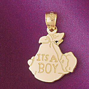 Dazzlers Jewelry Its A Baby Boy Pendant Necklace Charm Bracelet in Yellow, White or Rose Gold 5905,…