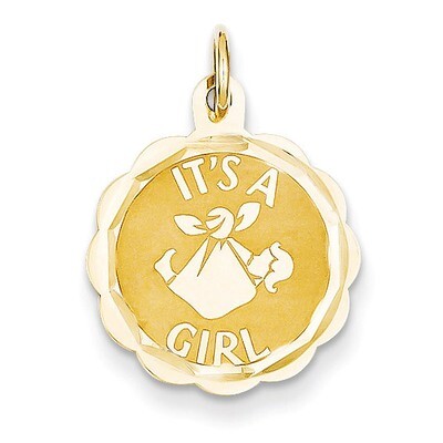 Its a Girl Scalloped Disc Charm 14k Gold Polished XAC7, MPN: XAC7, 886774073095