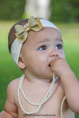 Gold Bow Headband Baby Bow Headband Newborn Headband Baby Girl Headband Photography Prop Gold Baby …