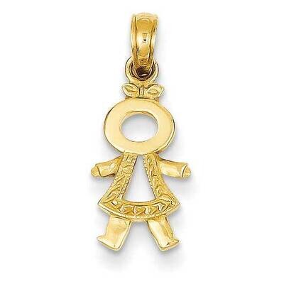Textured Girl Pendant 14k Gold Polished  D4366, MPN: D4366, 637218031184