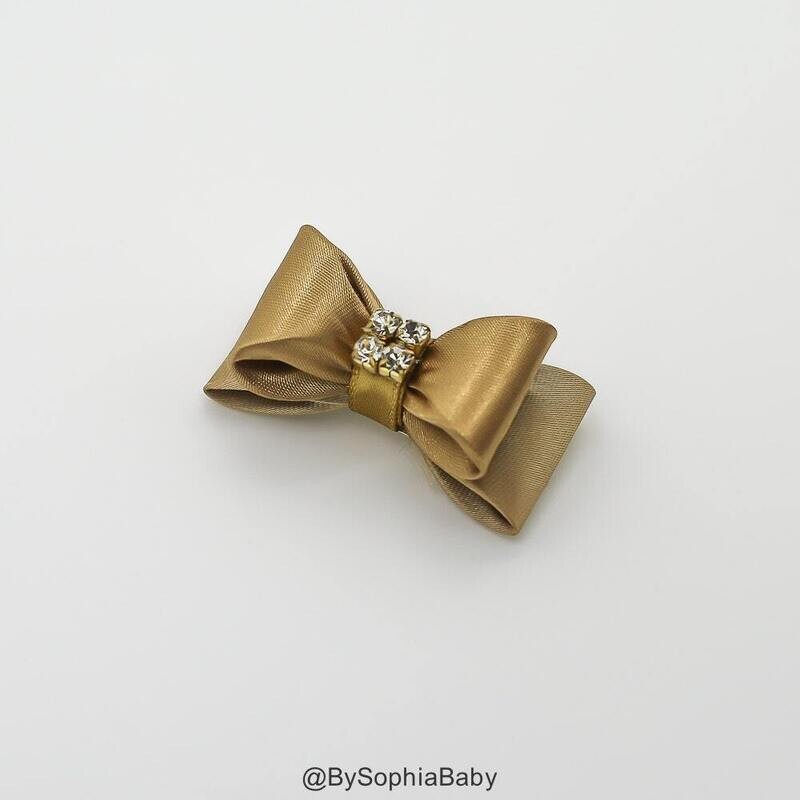 Gold Baby Bow Hair Clip Bow Hair Clip Baby Gold Bow Rhinestone Hair Clip Girl Hair Clip Baby Hair C…