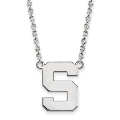 Michigan State University Large Pendant with Chain Necklace 14k White Gold 4W016MIS-18, MPN: 4W016M…