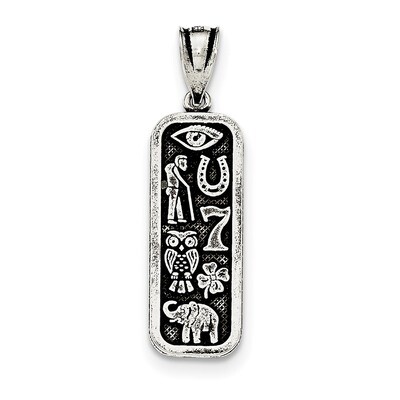 Good Luck Icon Tag Pendant Sterling Silver Antiqued QC8663, MPN: QC8663, 191101454776