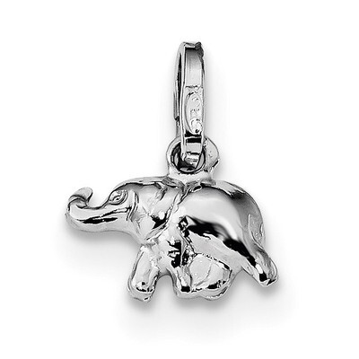 Elephant Charm Sterling Silver Rhodium Plated Polished QC9312, MPN: QC9312, 886774112862