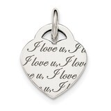 I Love u&#39; Engraved Heart Pendant Sterling Silver Polished QC8470, MPN: QC8470, 191101453496