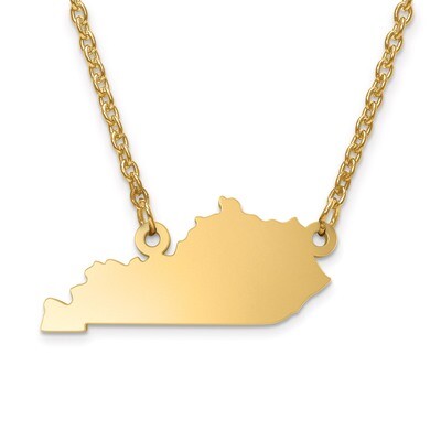 Kentucky State Pendant with Chain Engravable Gold-plated on Sterling Silver, MPN: XNA706GP-KY, 8867…
