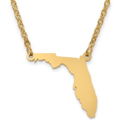 Florida State Pendant with Chain Engravable Gold-plated on Sterling Silver, MPN: XNA706GP-FL, 88677…