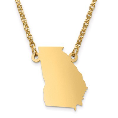 Georgia State Pendant with Chain Engravable Gold-plated on Sterling Silver, MPN: XNA706GP-GA, 88677…