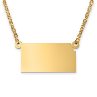 Kansas State Pendant with Chain Engravable Gold-plated on Sterling Silver, MPN: XNA706GP-KS, 886774…