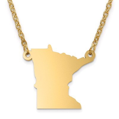 Minnesota State Pendant with Chain Engravable Gold-plated on Sterling Silver, MPN: XNA706GP-MN, 886…
