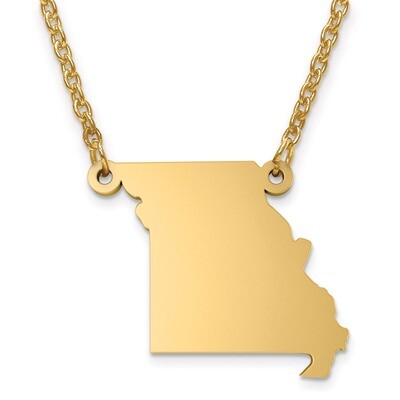 Missouri State Pendant with Chain Engravable Gold-plated on Sterling Silver, MPN: XNA706GP-MO, 8867…