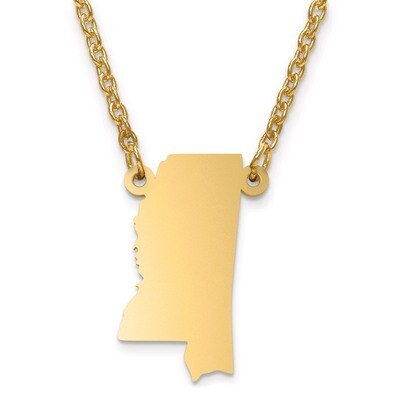 Mississippi State Pendant with Chain Engravable Gold-plated on Sterling Silver, MPN: XNA706GP-MS, 8…