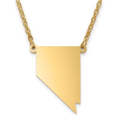 Nevada State Pendant with Chain Engravable Gold-plated on Sterling Silver, MPN: XNA706GP-NV, 886774…