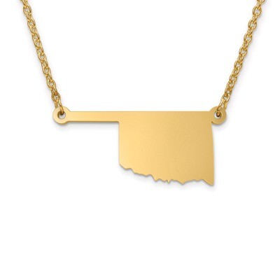 Oklahoma State Pendant with Chain Engravable Gold-plated on Sterling Silver, MPN: XNA706GP-OK, 8867…