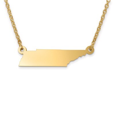 Tennessee State Pendant with Chain Engravable Gold-plated on Sterling Silver, MPN: XNA706GP-TN, 886…