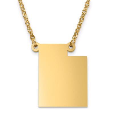 Utah State Pendant with Chain Engravable Gold-plated on Sterling Silver, MPN: XNA706GP-UT, 88677456…