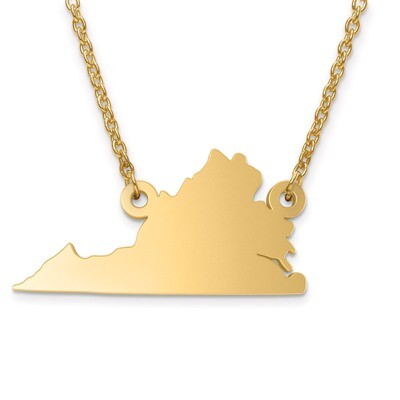 Virginia State Pendant with Chain Engravable Gold-plated on Sterling Silver, MPN: XNA706GP-VA, 8867…