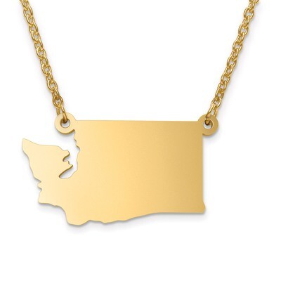 Washington State Pendant with Chain Engravable Gold-plated on Sterling Silver, MPN: XNA706GP-WA, 88…