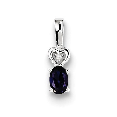Sapphire &amp; Diamond September Pendant Sterling Silver QBPD23SEP, MPN: QBPD23SEP, 883957488042