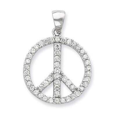 Peace Symbol Pendant Sterling Silver Diamond QP1831, MPN: QP1831, 883957140650