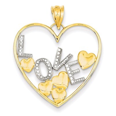 Love and Floating Hearts Pendant 14K Gold &amp; Rhodium K4049, MPN: K4049, 637218132126