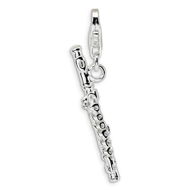 Polished Flute Charm Sterling Silver QCC285 by Amore La Vita, MPN: QCC285, 883957332420