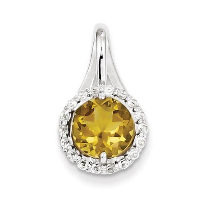 White Topaz &amp; Whiskey Quartz Circle Pendant Sterling Silver QP3042WQ, MPN: QP3042WQ, 883957016122