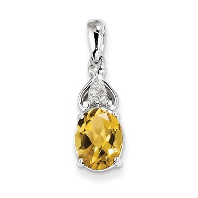 Whiskey Quartz Pendant Sterling Silver Diamond QP3007WQ, MPN: QP3007WQ, 883957435947