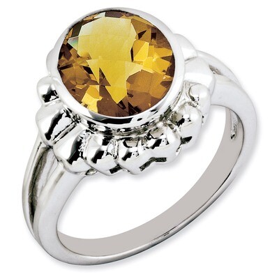 Oval Whiskey Quartz Ring Sterling Silver QR3187WQ, MPN: QR3187WQ, 883957363462