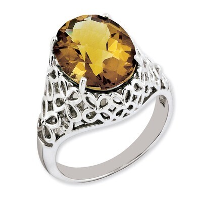 Oval Whiskey Quartz Ring Sterling Silver QR3176WQ, MPN: QR3176WQ, 883957404301