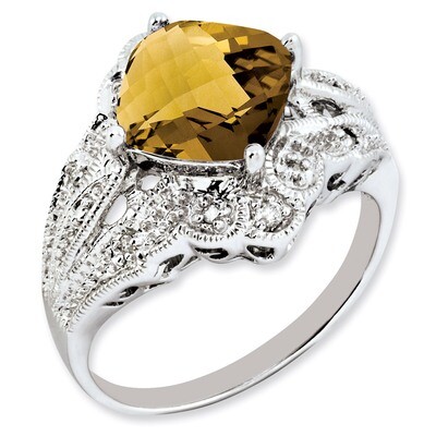 Whiskey Quartz &amp; Diamond Ring Sterling Silver QR3203WQ, MPN: QR3203WQ, 883957363844