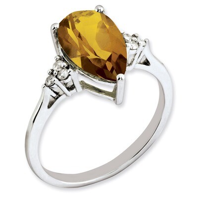 Whiskey Quartz Ring Sterling Silver Diamond QR3083WQ, MPN: QR3083WQ, 883957403984